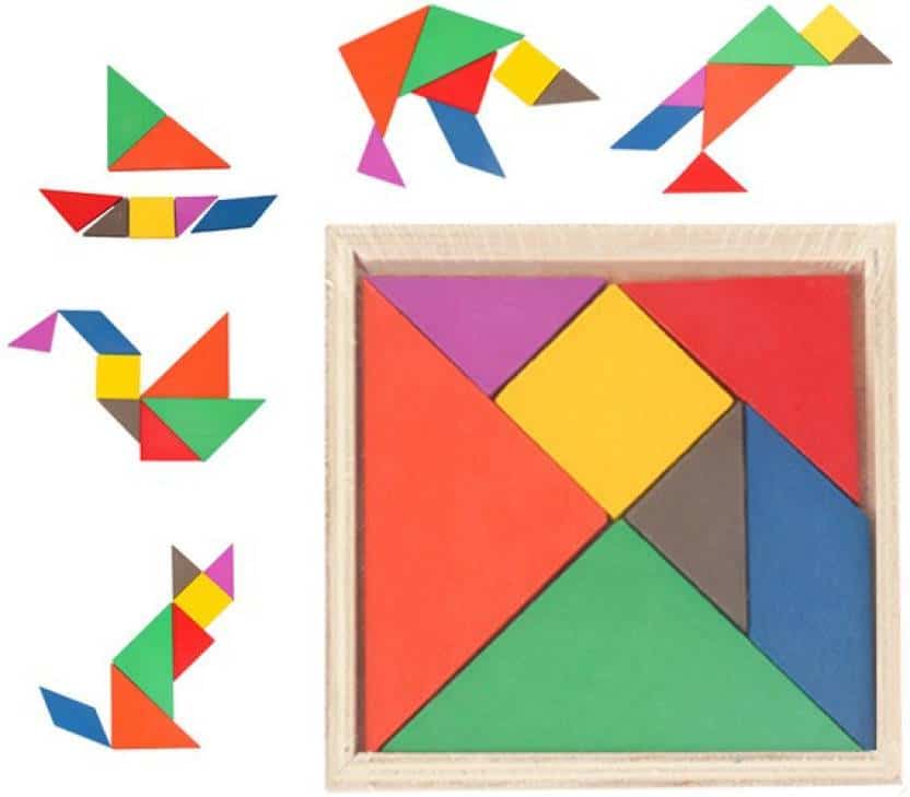 Emob Wooden Tangram Jigsaw Puzzle Board Game For Toddler Educational ...