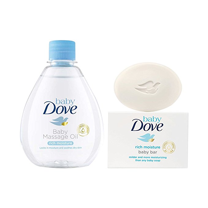 Baby Dove Baby Massage Oil, 75g with Free Soap, 200ml (Pack of 2