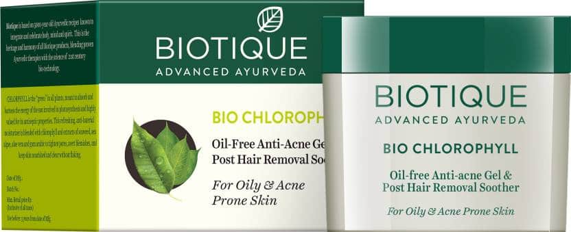 Biotique Bio Chlorophyll Oil-Free Anti-Acne Gel & Post Hair Removal ... - Sensitive Skin Acne Removal Methods With Chlorophyll Oil