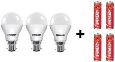 Eveready 10W LED Bulb Pack Of 3 with Free 4 Batteries