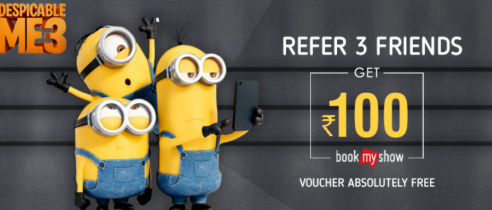 CrownIt App Loot : Refer 3 Friends & Get Rs.100 BookMyShow Voucher