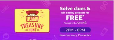 Amazon Treasure Hunt : Solve Clues & Get Beauty Products For Free [ 2 – 6 PM ]