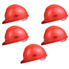 Allen Cooper Industrial Safety Helmet SH-721, Plastic Cradle with Ratchet adjustable Headband – RED (Pack Of 5)