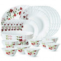 Larah by Borosil Janus Opalware Dinner Set, 27-Pieces, White