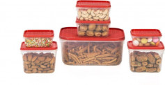 All Time Polka – 125 L, 250 L, 400 L, 1800 ml Plastic Multi-purpose Storage Container (Pack of 7, Red)