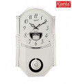 Ajanta Plastic Pendulum Wall Clock (45.5 cm x 25.5 cm x 5.6 cm, White)