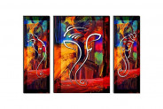 SAF Ganesh Ji Set of 3 6MM MDF Panel Painting Digital Reprint 12 inch x 18 inch Painting