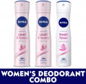 NIVEA Women Deodorant Combo, Pearl & Beauty and Fresh Flower, 150 ml each Deodorant Spray – For Women  (450 ml, Pack of 3)