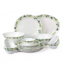 Cello Imperial Amazon Creeper Opalware Dinner Set, 21 Pieces, White