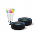 Echo Dot gift twin pack (Black) with Wipro 9W LED smart color bulb