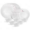 Cello Opalware Dazzle Lush Fiesta Dinner Set, 18Pcs, White