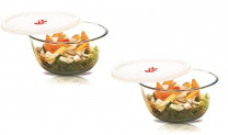 Signoraware Mixing Borosilicate Glass Bowl Set of 2 with LIDS, (1000ml+1000ml)