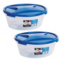 Primeway Wham Cuisine Oval Food Storage Plastic Container, 2 Litre, 2 Pcs Set, Blue