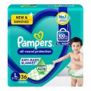 Pampers All round Protection Pants, Large size baby Diapers, (L) 36 Count