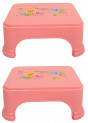 Kuber Industries Floral 2 Piece Plastic Bathroom Stool Set, Pink