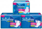 Stayfree Secure XL Cottony Sanitary Napkins with Wings, Extra Large (40 Count-Pack of 2, 20 Count) with Dry XL Sanitary Napkin (6 Count) Free