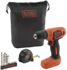 BLACK + DECKER BDCD8GPA 7.2V Li-Ion Cordless Drill Kit (Orange, 14-Pieces)