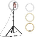 Tygot 10 Inches Big LED Ring Light for Camera with 7 Feet Long Foldable and Lightweight Tripod Stand