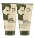 Qraa Men Clearing Face Wash, 100 g and Acne Clearing Face Pack for Men, 100 g Prevents and Clears Pimples