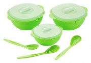 Amiraj Plastic Serving Bowl Set, 6-Pieces, Transparent/Green