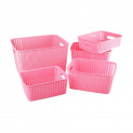 Cello Style Knit Basket Without Lid, Set of 5, Pink