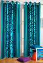 Homefab India Kolaveri 2 Piece Eyelet Polyester Door Curtains – 7ft, Aqua