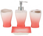 Miamour 4 Piece Ceramic Bathroom Accessories, Pink