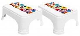 Kuber Industries Disney Mickey Minnie Print Square Plastic Bathroom Stool, (Set of 2, Whte) -HS_35_KUBMARTS17720