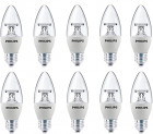 Philips 4-Watt 400-lumen Clear Candle E27 Base (Warm White, Pack of 10)