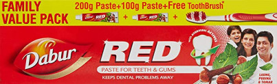 Dabur Red Ayurvedic Paste – Complete Dental Care – 200g+100g with free Binaca Tooth Brush worth Rs 21