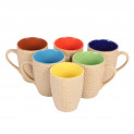 Anwaliya Gaia Series Ceramic Coffee Mugs – 6 Pieces, Textured Gold, 250 ML
