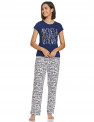 Easybuy Women’s Knitted Printed Nightwear Pajama Set