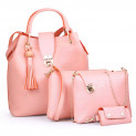 Speed X Fashion Combo Set Pu Leather Shoulder Bags For Women Pink Colour Set Of 4