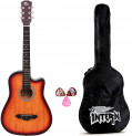 Intern INT-38C Sunburst Acoustic Guitar kit with carry bag & picks