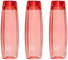 Cello Octa Premium Edition Safe Plastic Water Bottle, 1 Litre, Set of 3, Red