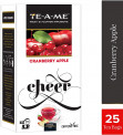 TE-A-ME Cranberry Apple Fruit and Flower Herbal Tea Infusion Pack of 25 Tea Bags