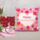 Aart Store Happy Valentine Combo Gift Pack 12X12 Printed Cushion Cover with Filler, Greeting Card Gift
