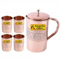 Angelic Copper Emborsed Jug with Glasses Set, Set of 4, Brown