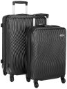 Solimo Ripple Hardside Trolley, Black, Set of 2 (55cm + 66cm)