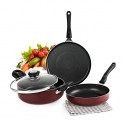 Cello Prima Induction Base Non-Stick Aluminium Pan Cookware Set, 3-Pieces