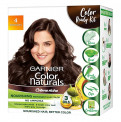 Garnier Color Naturals Crème Hair Color, Shade 4 Brown, 70ml + 60g + Coloring Tools, 130 ml