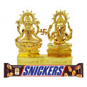 Snickers Peanut Chocolate Bar 22g x Pack of 10 with Laxmi Ganesh Idol