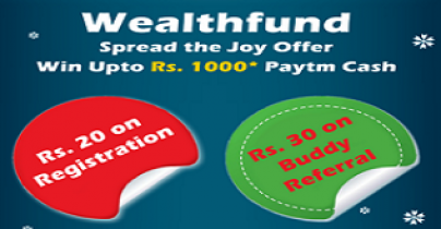 WealthFund Website Loot : SignUp & Get Rs.20 Paytm Cash + Refer & Earn Rs.30 Per Referral