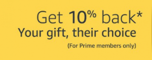 10% Cashback On Amazon Email Gift Card [ Max Rs.150 ]