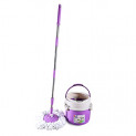 Cello Kleeno Ultra Clean Spin Mop Bucket With Round Refill Heads (Violet, 4-Pieces)