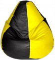 Classic Style Bean Bag with Beans in Black & Yellow Colour by Sattva