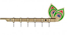 Collectible India Metal Krishna’s Flute and Peacock Quills Key Holder Wall Hanging Stand Home Decor (Size 24 cm x 8 cm)