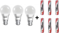 Eveready 7W LED Bulb Pack of 3 with Free 6 Batteries