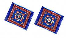 PINDIA Fancy Traditional Ethnic Design 2 Piece Polycotton Mat Set – 22″x24″, Blue