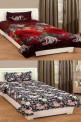 Supreme Home Collective Polycotton 3D Printed Single Bedsheet  (Set of 2 Floral 3D Single Bedsheets With 2 Pillow Covers,